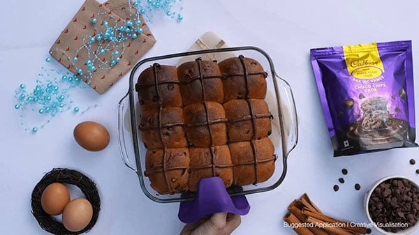 Chocolate Hot Cross Buns Step 12
